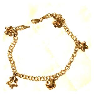 14k gold flower charm bracelet